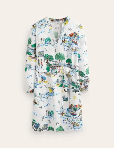 Boden Cleo Linen Tie Waist Dress Ivory, Amalfi Women | ModeSens
