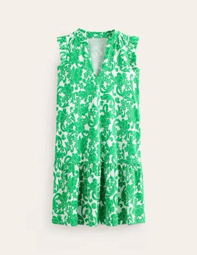 Boden Daisy Jersey Short Tier Dress Bright Green, Opulent Whirl Women
