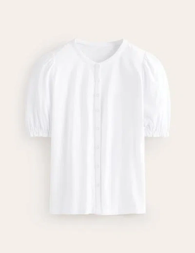 Boden Dolly Puff Sleeve Jersey Shirt White Women
