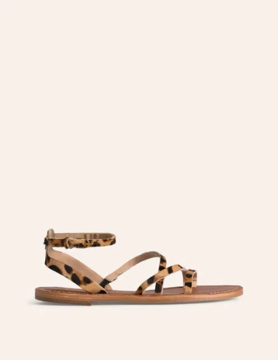 Boden Everyday Flat Sandals Classic Leopard Pony Women  In Brown
