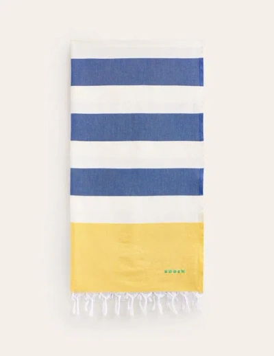 Boden Hammam Towel Mimosa Yellow And Bright Blue Women  In White