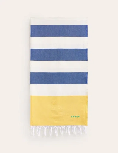Boden Hammam Towel Mimosa Yellow And Bright Blue Women  In Mimosa Yellow And Bright Blue