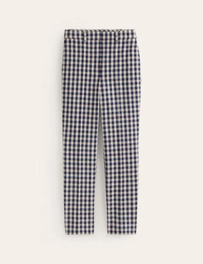 Boden Highgate Printed Pants Navy And Stone Gingham Women