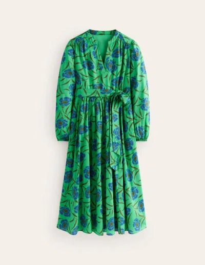 Boden Jen Cotton Midi Dress Ming Green, Peony Sprig Women