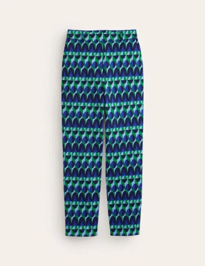Boden Kew Printed Pants Blue, Abstract Illusion Women