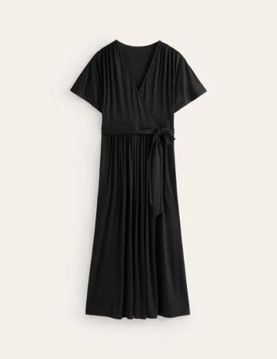 Boden Kimono Wrap Jersey Midi Dress Black Women