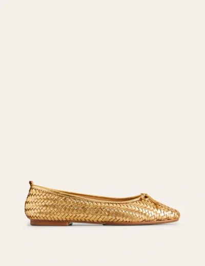 Boden Kitty Flexi Sole Ballet Flats Woven Gold Women