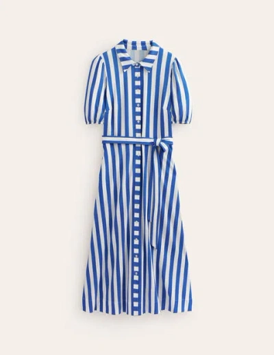 Boden Libby Jersey Midi Shirt Dress Blue, Ivory Stripe Women