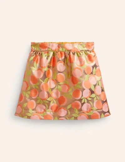 Boden Kids' Metallic Jacquard Skirt Gold Peach Jaquard Girls