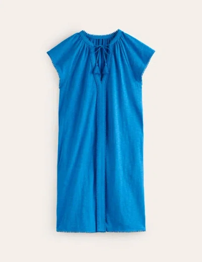 Boden Millie Pom Cotton Dress Brilliant Blue Women
