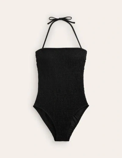 Boden Milos Smocked Bandeau Swimsuit Black Women