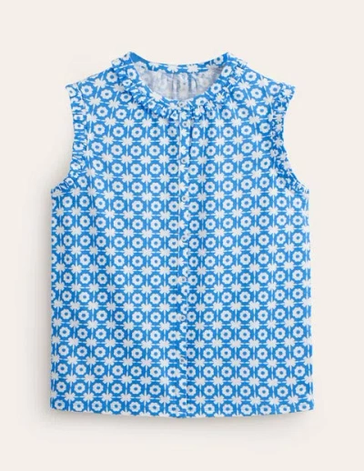 Boden Olive Sleeveless Shirt Brilliant Blue, Blossom Tile Women