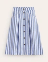 Boden Petra Linen Midi Skirt Cobalt Woven Stripe Women