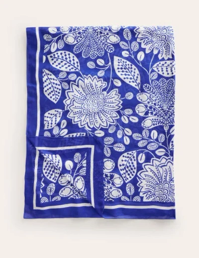 Boden Printed Sarong Scarf Bright Blue, Gardenia Swirl Women