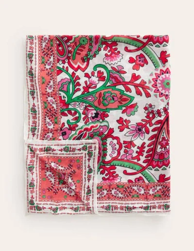 Boden Printed Sarong Scarf Ivory, Fantastical Paisley Women  In Red
