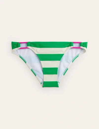 Boden Resin Buckle Bikini Bottoms Green/ Ivory Stripe Women