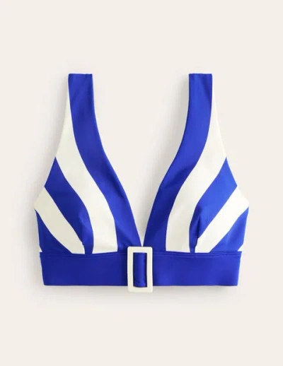 Boden Resin Buckle Bikini Top Blue/ Ivory Stripe Women