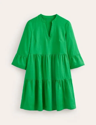 Boden Sophia Linen Short Dress Bright Green Women