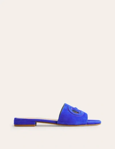 Boden Stitch Cut Out Snaffle Sliders Bright Blue Women