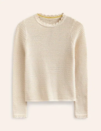 Boden Textured Scallop Sweater Warm Ivory Women