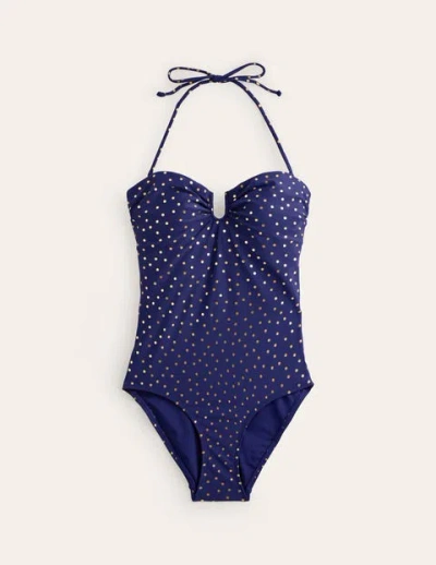 Boden U Bar Swimsuit Navy Foil Spot Women