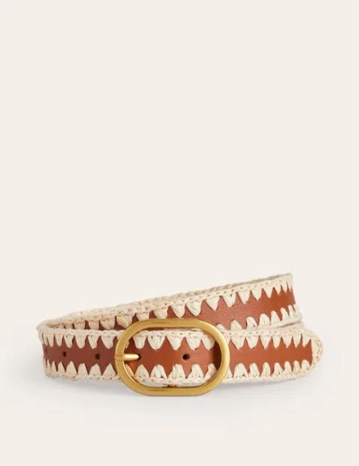 Boden Whipstitch Classic Belt Tan Women  In Brown