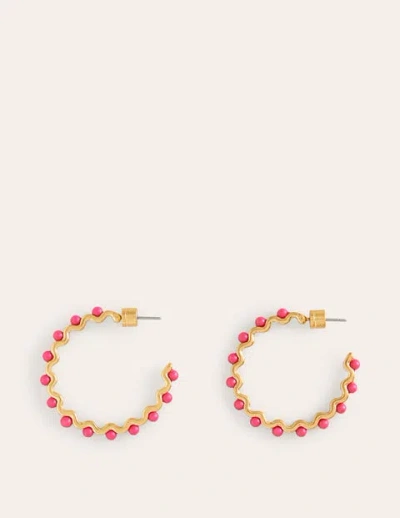 Boden Wire Bead Hoop Earrings Pink Women  In Gold