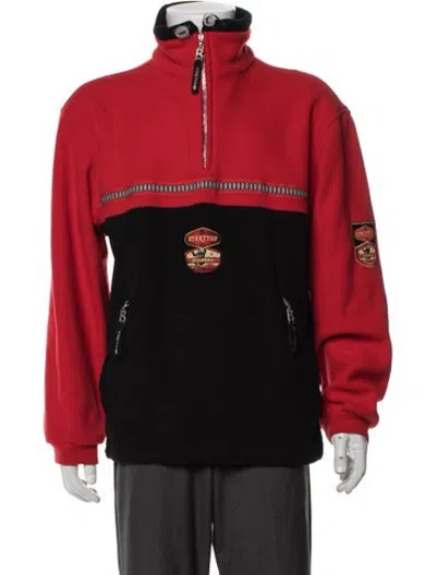 Pre-owned Bogner Colorblock Pattern Mock Neck Pullover In Red