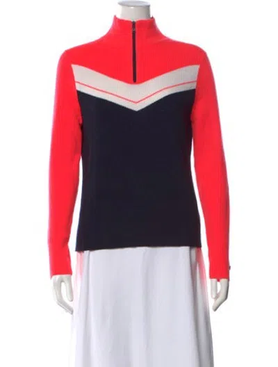Pre-owned Bogner Colorblock Pattern Mock Neck Sweater In Red