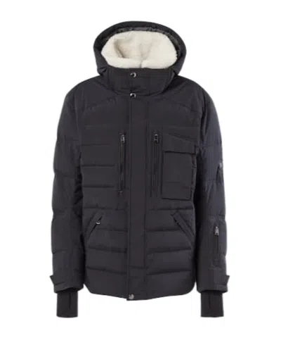 Bogner Down-filled Ski Suit Features A Detachable Fleece Hood In Black