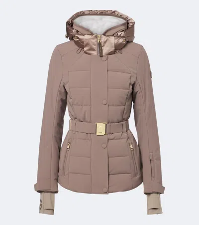 Bogner Elva Belted Hooded Ski Jacket In Brown
