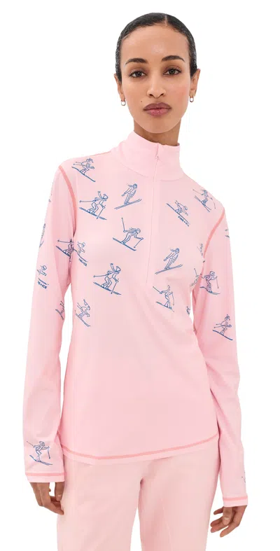 Bogner Fire+ice Ilvy 3 Quarter Zip Washed Rose Blue Skiers In Pink