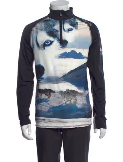 Pre-owned Bogner Graphic Print Mock Neck T-shirt W/ Tags In Blue