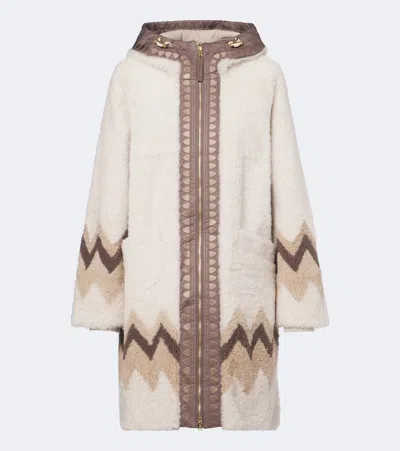 Bogner Niva Reversible Hooded Shearling Coat In Multi