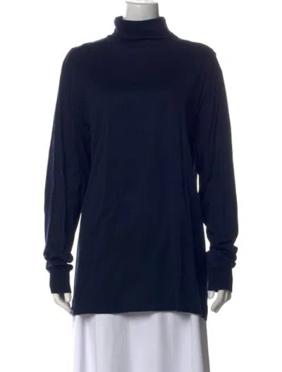 Pre-owned Bogner Turtleneck Long Sleeve Top In Blue