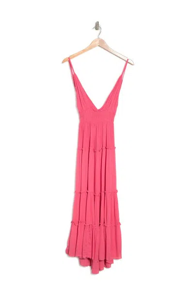 Boho Me Tie Back Tiered Cover-up Maxi Dress In Watermelon