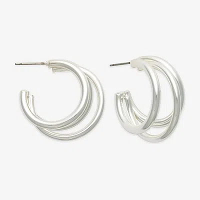Bold Elements Womens 29.5mm Hoop Earrings In Silver