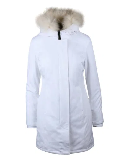 Bomboogie White Fitted Polyester-blend Parka