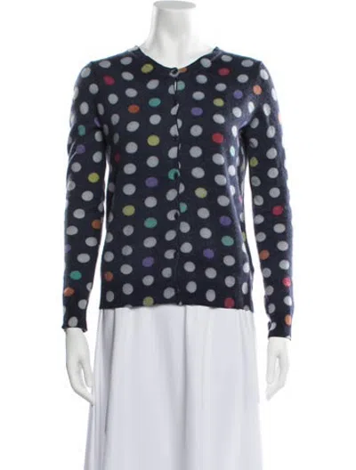 Pre-owned Bompard Cashmere Polka Dot Print Sweater In Blue