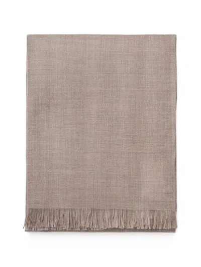 Bompard Cashmere-voile Fringed Scarf In Neutral