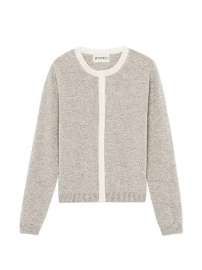 Bompard Contrast-trim Cardigan In Gray