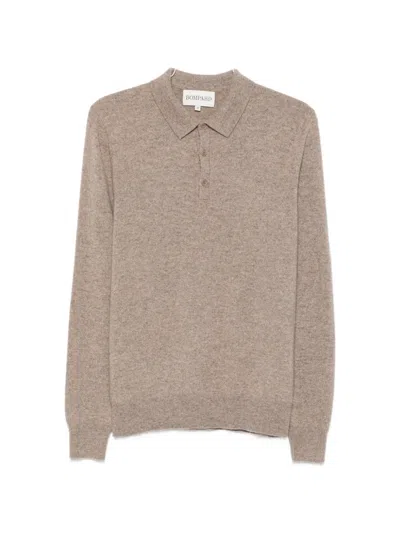 Bompard Long-sleeve Cashmere Polo Shirt In Brown