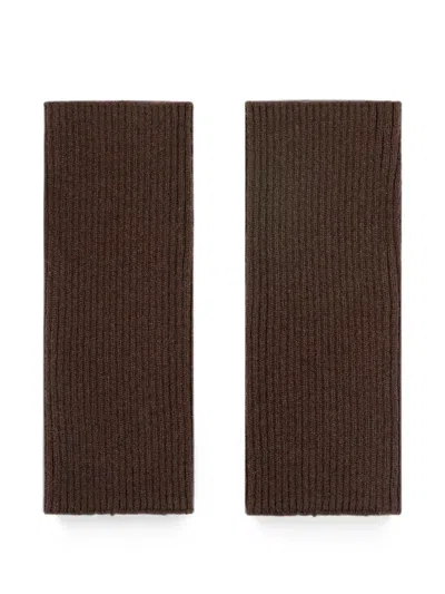 Bompard Ribbed Cashmere Mittens In Brown
