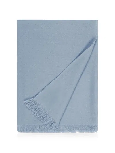 Bompard Voile Stole Fringed Scarf In Blue