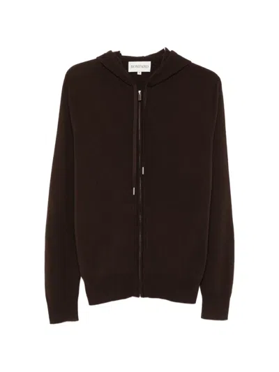 Bompard Zip-up Drawstring Hoodie In Brown
