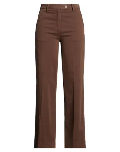 Bonheur Woman Pants Brown Size 32 Cotton, Elastane