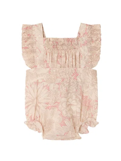 Bonpoint Kids'  Baby Cotton Overalls Romper In Pink