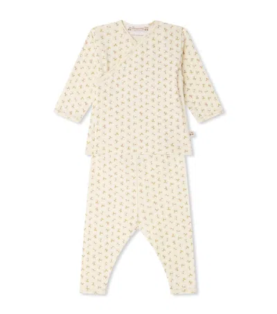 Bonpoint Kids'  Cotton Floral Top And Leggings Set In Neutral