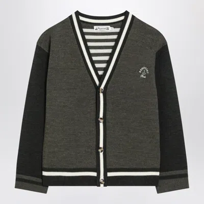 Bonpoint Kids' Julian Cardigan In Khaki Wool In Black