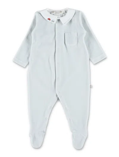 Bonpoint Mini Velvet Car Motif Pajama Set With Embroidered Collar In Blue